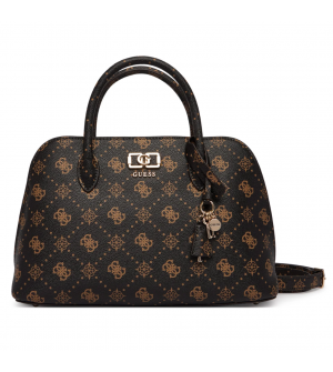 Guess Emelie Logo HWGP9928060-ESL Γυναικεία Τσάντα Χειρός / Ώμου Καφέ, Οικολογικό Δέρμα, Φερμουάρ, Ρυθμιζόμενο Λουράκι