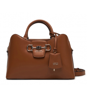 Guess Janie HWVG9910060-COG Γυναικεία Τσάντα Χειρός / Ώμου Καφέ, Οικολογικό Δέρμα, Φερμουάρ, Ρυθμιζόμενο Λουράκι