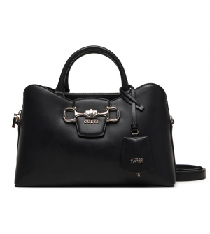 Guess Janie HWVG9910060-BLA Γυναικεία Τσάντα Χειρός / Ώμου Μαύρη, Οικολογικό Δέρμα, Φερμουάρ, Ρυθμιζόμενο Λουράκι