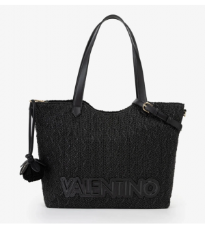 Valentino Γυναικεία Τσάντα Ώμου / Tote Courmayeur VBS7GG01PAG-001 Μαύρη, Οικολογικό Δέρμα, Με Αποσπώμενο Λουράκι, Χωράει A4