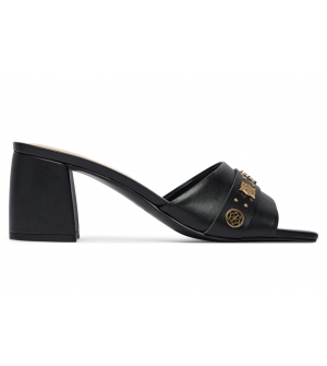 Guess Γυναικείες Παντόφλες FLJGAUELE03-BLA  Μαύρες, Οικολογικό Δέρμα, Peep Toe, Τετράγωνη Μύτη, Τακούνι 7cm