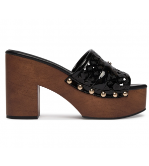 Guess Γυναικείες Παντόφλες FLJQUIPAF04-BLA Μαύρες, Οικολογικό Δέρμα, Πλατφόρμα 5cm, Τακούνι 10.5cm, Peep Toe