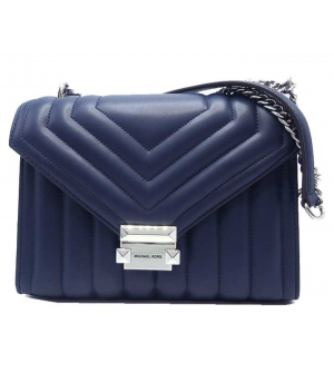 Michael Michael Kors Γυναικεία Τσάντα Ώμου Whitney 35R4SWHL6U-Navy, Γνήσιο Δέρμα, Με Αλυσίδα, Καπιτονέ Σχέδιο