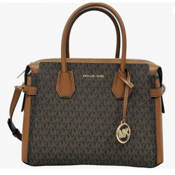 Michael Michael Kors Γυναικεία Τσάντα Χειρός / Ώμου Mercer MD TZ Belted Satchel 35F2GM9S8B-Brown, Signature MK Logo, Coated Canvas Michael Michael Kors Γυναικεία Τσάντα Χειρός / Ώμου Mercer MD TZ Belted Satchel 35F2GM9S8B-Brown, Signature MK Logo, Coated Canvas