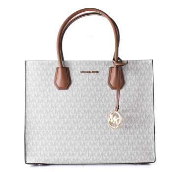 Michael Michael Kors Γυναικεία Τσάντα Χειρός / Ώμου Mercer LG Satchel 35T2GM9S3B-Vanilla, Signature Canvas, Δερμάτινες Λεπτομέρειες Michael Michael Kors Γυναικεία Τσάντα Χειρός / Ώμου Mercer LG Satchel 35T2GM9S3B-Vanilla, Signature Canvas, Δερμάτινες Λεπτομέρειες