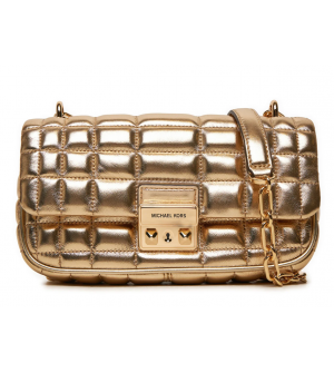 Michael Michael Kors Γυναικεία Τσάντα Ώμου TRIBECA 30R4G2RL5M-Pale Gold, Small Convertible Chain Shoulder Bag, Δερμάτινη, 