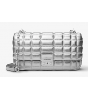 Michael Michael Kors Tribeca LG Convertible Chain Shoulder Bag 30S4S2RL7K-Silver Γυναικεία Δερμάτινη Τσάντα Ώμου 