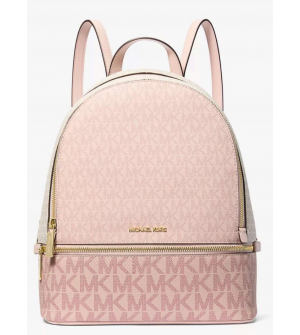 Michael Michael Kors RHEA MD ZIP BACKPACK 35S5GRAB6V-Powder Blush Multi  Γυναικείο Σακίδιο Πλάτης Signature Coated Canvas Powder Blush Multi