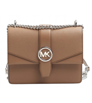 Michael Michael Kors Greenwich 35S5SGRC1L-Driftwood Γυναικεία Δερμάτινη Τσάντα Χιαστί Small Flap Crossbody , Saffiano Leather
