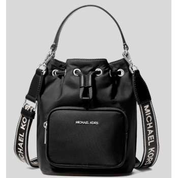 Michael Michael Kors Γυναικεία Τσάντα Χιαστί KHAI 35T5S5FM1C-BLA SM Bucket Messenger, Μαύρη, Nylon με Δερμάτινες Λεπτομέρειες Michael Michael Kors Γυναικεία Τσάντα Χιαστί KHAI 35T5S5FM1C-BLA SM Bucket Messenger, Μαύρη, Nylon με Δερμάτινες Λεπτομέρειες
