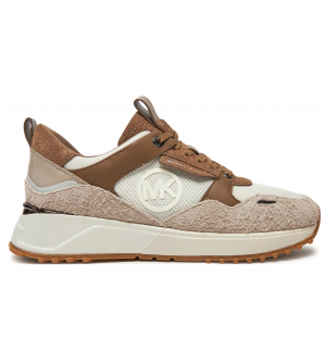 Michael Kors Theo Trainer Γυναικεία Sneakers Δερμάτινα & Mesh Driftwood Multi 43F4THFS2D-287
