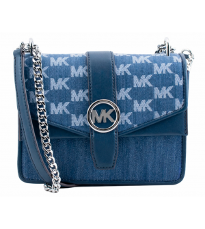 Michael Michael Kors Greenwich 35T5SGRC1J-Navy  Γυναικεία Τσάντα Ώμου Small Flap Crossbody Υφασμάτινη 21x15x8 cm