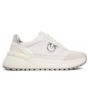 Pinko Gem 15 Sneaker SS0149P069-Z1B Γυναικεία Sneakers Λευκά Δερμάτινα με Suede και Πλατφόρμα 6 cm