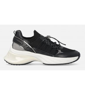 PINKO Γυναικεία Sneakers SS0141P128-Z99 Μαύρα, Knit με Δερμάτινες Λεπτομέρειες και Chunky Σόλα