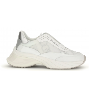 PINKO Ariel SS0097P140-Z1B Γυναικεία Sneakers Λευκά με Ασημί Λεπτομέρειες και Chunky Σόλα