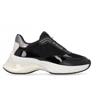 Pinko Ariel Mid Sneakers SS0097P140-Z99 Γυναικεία Μαύρα/Υπόλευκα Δερμάτινα με Πλατφόρμα 7 cm