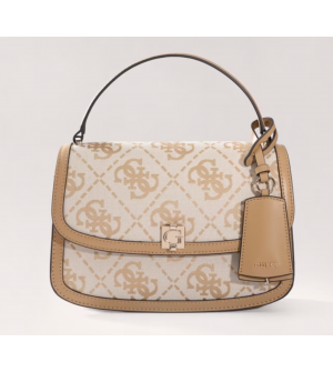 GUESS Γυναικεία Τσάντα Ώμου Audrey Logo HWJG9755210-BIO Μαύρη, Συνθετικό Δέρμα, 25 x 9 x 17 cm