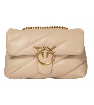 PINKO 100038A0F2-I49Q Love Puff Γυναικεία Τσάντα Ώμου από Δέρμα Nappa Μπεζ 26x18x11 cm