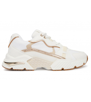 Guess Γυναικεία Sneakers FLJCR6ELE12-GOLD Λευκά με Χρυσές Λεπτομέρειες