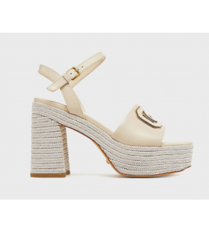 Guess Formal Γυναικεία Πέδιλα FLJFMLLEA03-CREGO με Δερμάτινο Άνω Μέρος, Πλατφόρμα & Τακούνι 12cm
