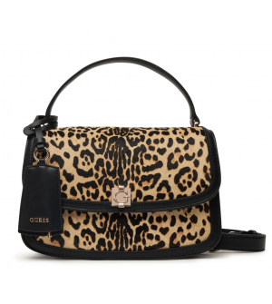 Guess Audrey HWLG9734210-LEO Γυναικεία Τσάντα Ώμου από Φυσικό Δέρμα με Τρίχα Leopard Μπεζ/Μαύρη 25x17x8cm