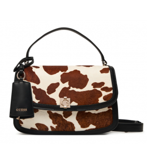 Guess Audrey HWRG9734210-CWE Γυναικεία Τσάντα Ώμου Δερμάτινη με Animal Print Κρεμ/Καφέ/Μαύρη 25x17x8cm