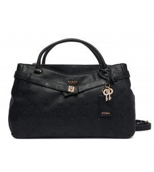 Guess Ella Logo HWPD9746060-BLO Γυναικεία Τσάντα Χειρός/Ώμου Μαύρη με Μονόγραμμα