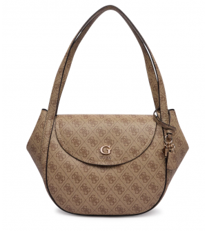 Guess Γυναικεία Τσάντα Ώμου HWSG9756190-LTL Ανοιχτό Καφέ με Monogram