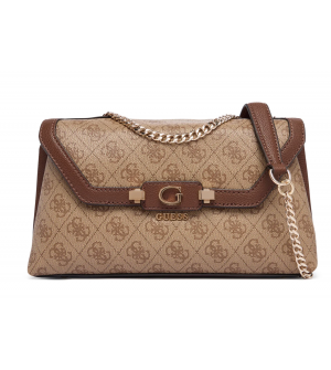 Guess Lindsey HWSG9749210-LTL Γυναικεία Τσάντα Ώμου Ανοιχτό Καφέ με Μονόγραμμα 26x16x8cm