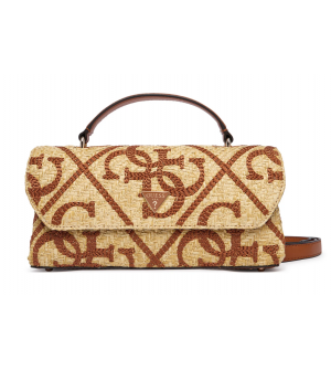 Guess Kristen HWWL9743200-NRC Γυναικεία Τσάντα Χειρός / Χιαστί Μπεζ-Καφέ με Monogram