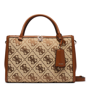 Guess HWJG9755070-LTL Γυναικεία Τσάντα Χειρός / Ώμου Tote με Μονόγραμμα Ανοιχτό Καφέ