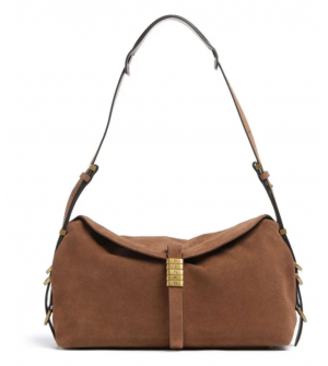 Pinko Γυναικεία Τσάντα Ώμου 105049A0F6-L17Q από Γνήσιο Suede Δέρμα Marrone Leone / Antique Gold, 34x17x12cm