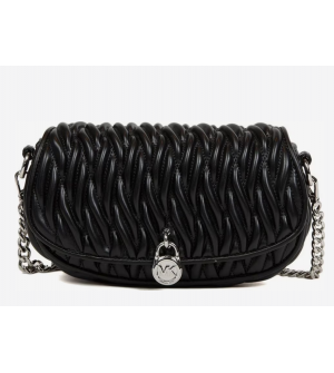 Michael Kors Mila Γυναικεία Καπιτονέ Τσάντα Χιαστί Μαύρη 23x14x8cm, 35S6SIMC5Y-001