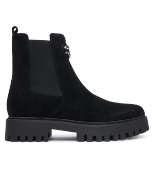 Guess Γυναικεία Μποτάκια Chelsea FLTF2DSUE10-BLACK Μαύρα από Φυσικό Δέρμα Suede με Λάστιχο και Χοντρή Σόλα