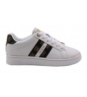 Guess Barlie FLTBRLELE12-WHIBR Γυναικεία Sneakers Λευκά/Καφέ από Eco Leather