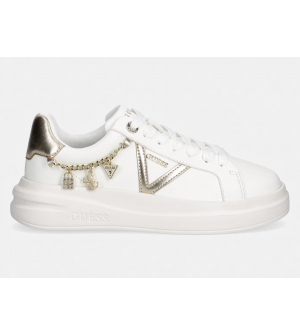Guess Ebetts FLTBTTLEA12-WHPLA Γυναικεία Sneakers Δερμάτινα με Πλατφόρμα & Αποσπώμενη Αλυσίδα Λευκά