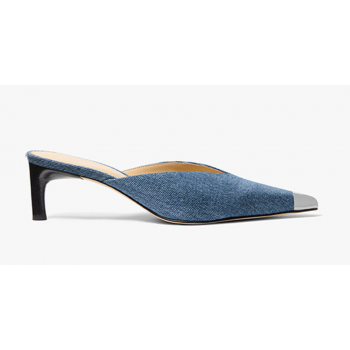 Michael Kors Kasia Denim Mule Γυναικεία Mules με Kitten Heel 5,7cm Μπλε Denim 40S5KAMP2D-423 Michael Kors Kasia Denim Mule Γυναικεία Mules με Kitten Heel 5,7cm Μπλε Denim 40S5KAMP2D-423