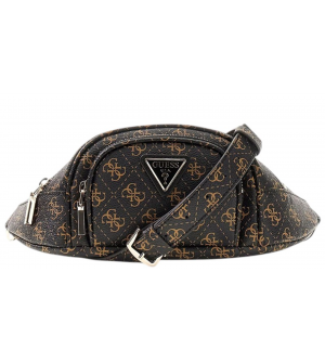 Guess Latona TWHQ9211080-BBA Γυναικεία Τσάντα Ώμου από Οικολογικό Δέρμα Brown Logo / Black 31x13x7 cm