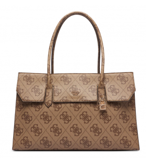 Guess Kiera TWOB9732024-LTL Γυναικεία Τσάντα Shopper Ανοιχτό Καφέ με Μονόγραμμα, 43x28x15 cm