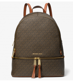 Michael Kors Rhea Large Logo Backpack 35F5G04B2B-0200 Καφέ, Γυναικείο Σακίδιο Πλάτης με Monogram