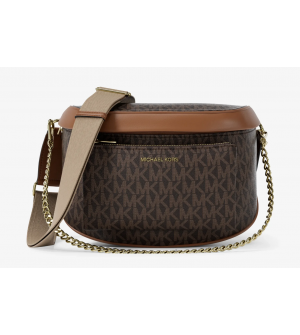 Michael Kors Slater Medium 35F5G04M6B-0200 Γυναικείο Sling Bag Καφέ με Monogram