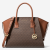 Michael Michael Kors Γυναικεία Τσάντα Χειρός / Ώμου Avril 35F4G4VS3B-Brown, Signature Logo, Με Αποσπώμενο Λουράκι, Large