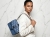 Michael Michael Kors Greenwich 35T5SGRC1J-Navy Γυναικεία Τσάντα Ώμου Small Flap Crossbody Υφασμάτινη 21x15x8 cm